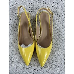 Yellow Patent Slingback Heels Pointed Toe Stiletto Pumps Womens Size 8